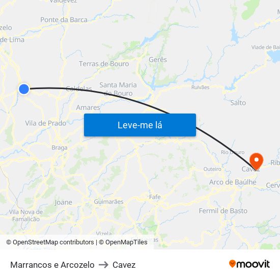 Marrancos e Arcozelo to Cavez map