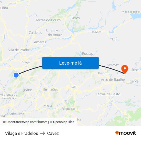 Vilaça e Fradelos to Cavez map