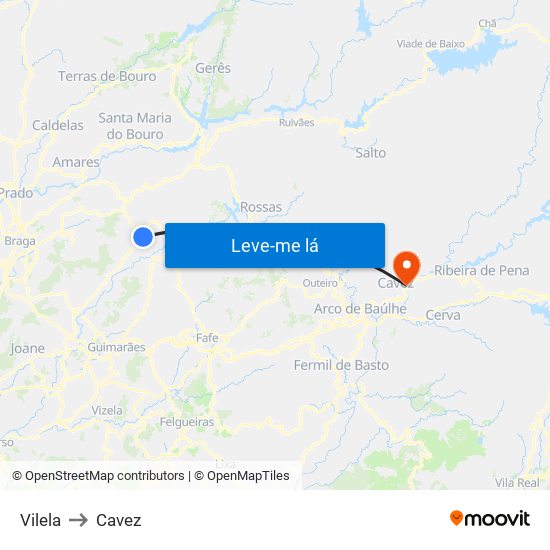 Vilela to Cavez map