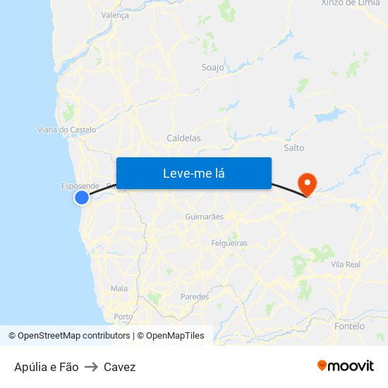 Apúlia e Fão to Cavez map