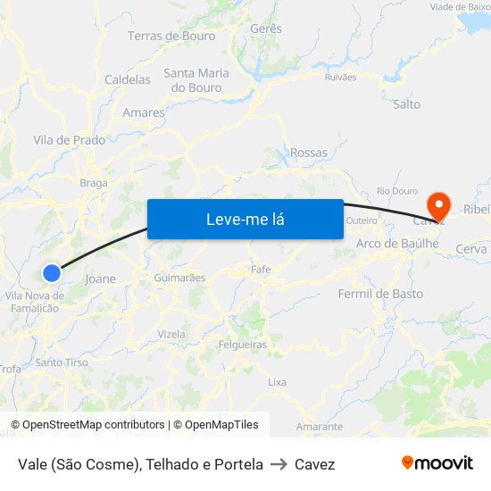 Vale (São Cosme), Telhado e Portela to Cavez map