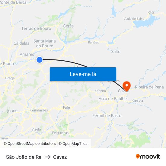 São João de Rei to Cavez map