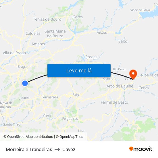 Morreira e Trandeiras to Cavez map
