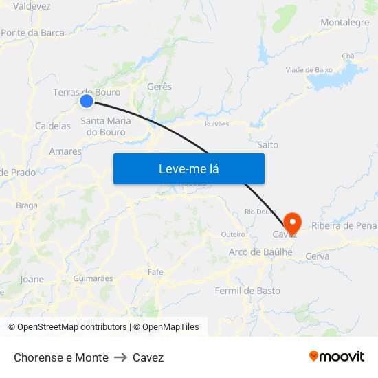 Chorense e Monte to Cavez map