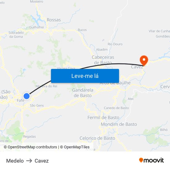 Medelo to Cavez map