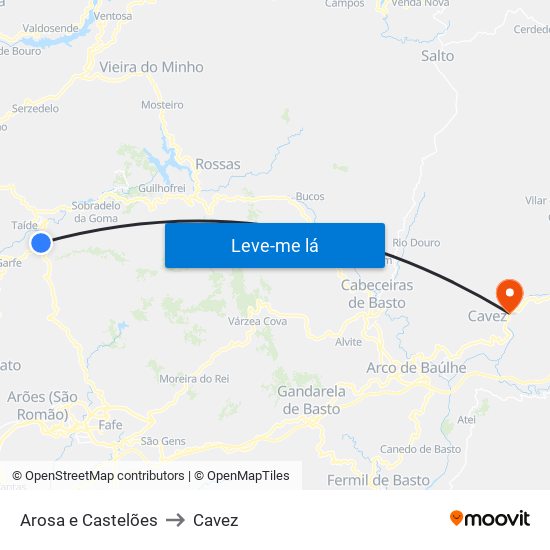 Arosa e Castelões to Cavez map