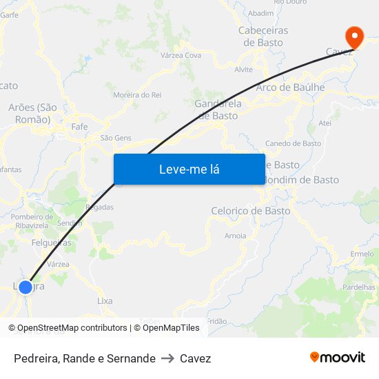 Pedreira, Rande e Sernande to Cavez map