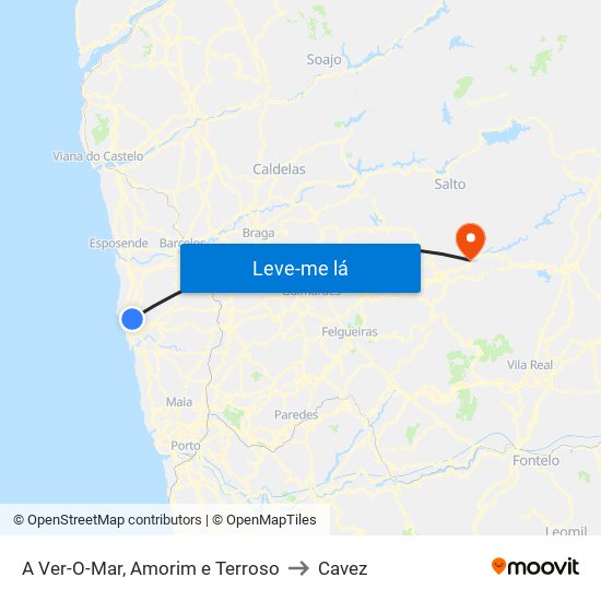 A Ver-O-Mar, Amorim e Terroso to Cavez map