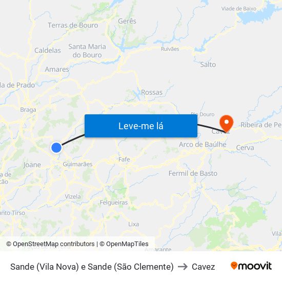 Sande (Vila Nova) e Sande (São Clemente) to Cavez map
