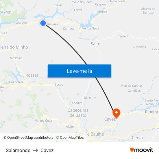 Salamonde to Cavez map