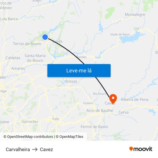 Carvalheira to Cavez map