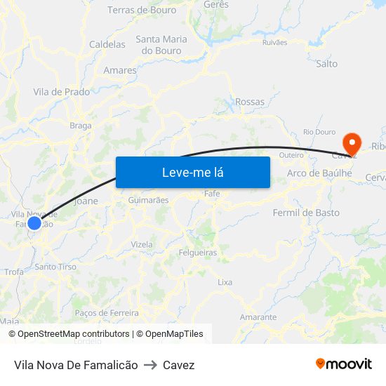 Vila Nova De Famalicão to Cavez map