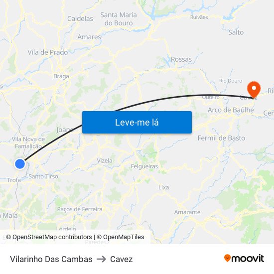 Vilarinho Das Cambas to Cavez map