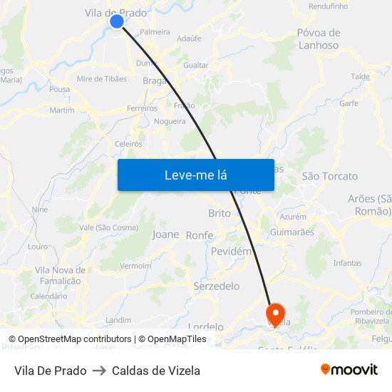 Vila De Prado to Caldas de Vizela map