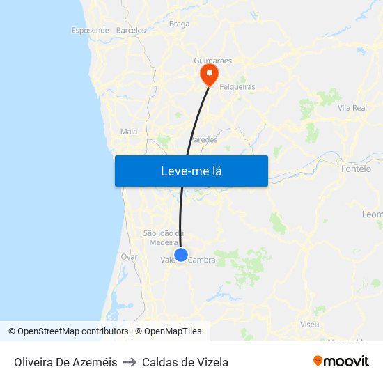 Oliveira De Azeméis to Caldas de Vizela map