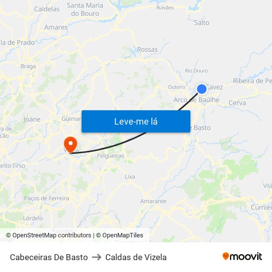 Cabeceiras De Basto to Caldas de Vizela map