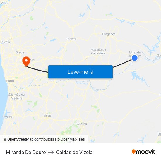 Miranda Do Douro to Caldas de Vizela map