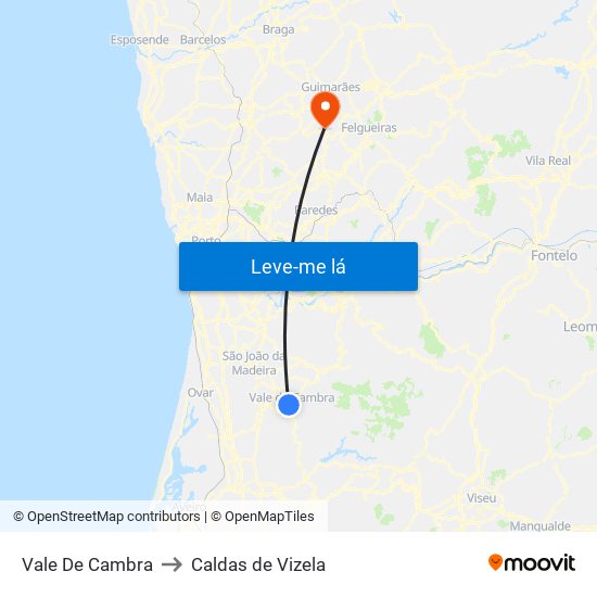 Vale De Cambra to Caldas de Vizela map