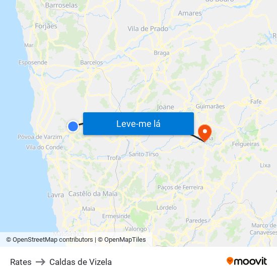 Rates to Caldas de Vizela map