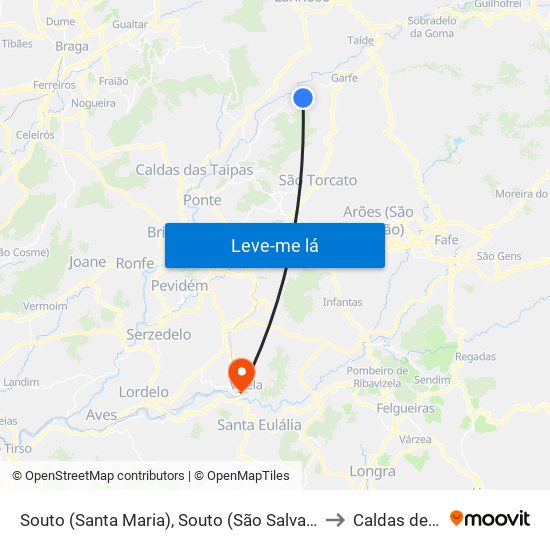 Souto (Santa Maria), Souto (São Salvador) e Gondomar to Caldas de Vizela map