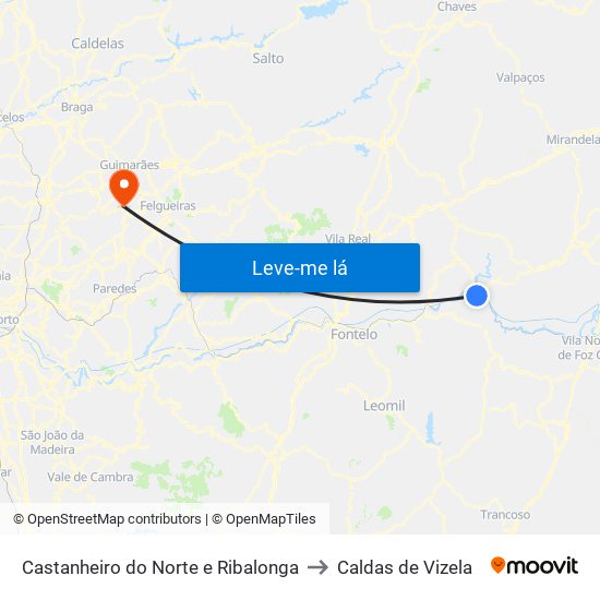 Castanheiro do Norte e Ribalonga to Caldas de Vizela map