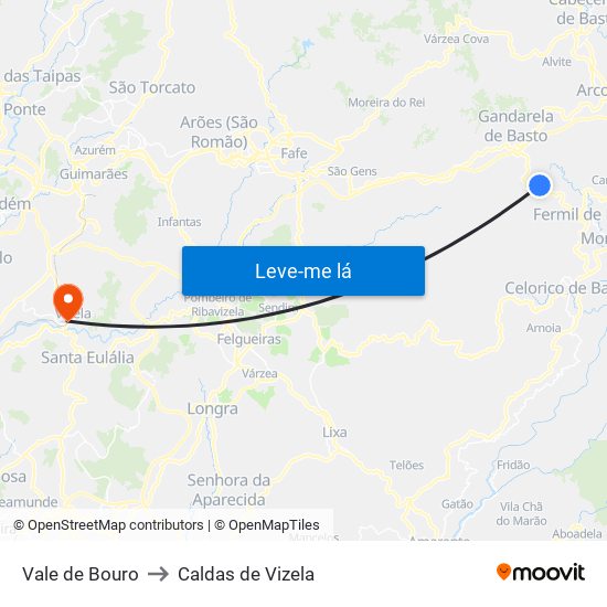 Vale de Bouro to Caldas de Vizela map
