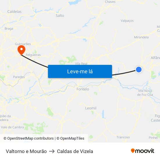 Valtorno e Mourão to Caldas de Vizela map