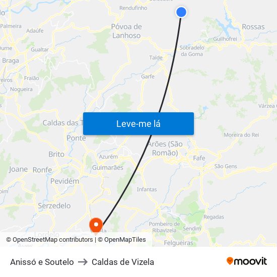 Anissó e Soutelo to Caldas de Vizela map