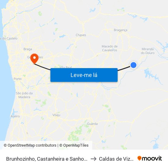 Brunhozinho, Castanheira e Sanhoane to Caldas de Vizela map