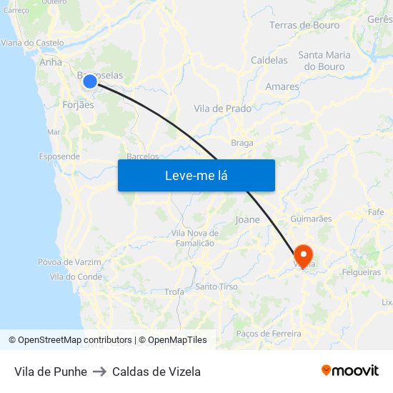 Vila de Punhe to Caldas de Vizela map