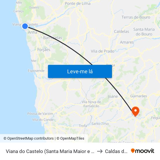 Viana do Castelo (Santa Maria Maior e Monserrate) e Meadela to Caldas de Vizela map