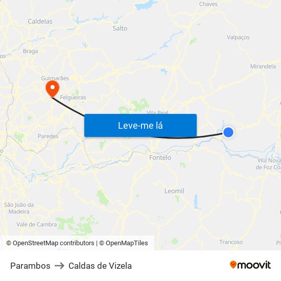 Parambos to Caldas de Vizela map