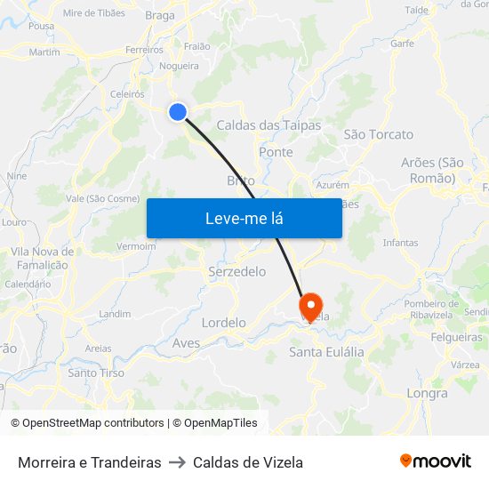 Morreira e Trandeiras to Caldas de Vizela map
