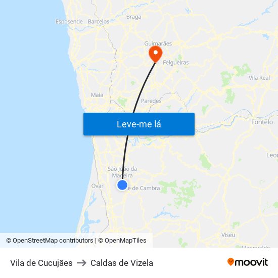 Vila de Cucujães to Caldas de Vizela map