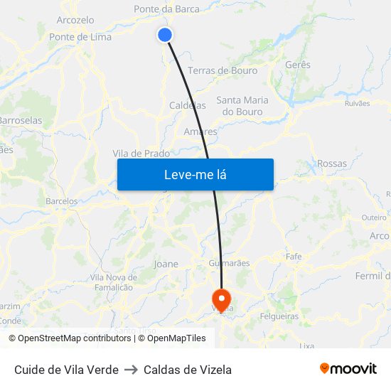 Cuide de Vila Verde to Caldas de Vizela map