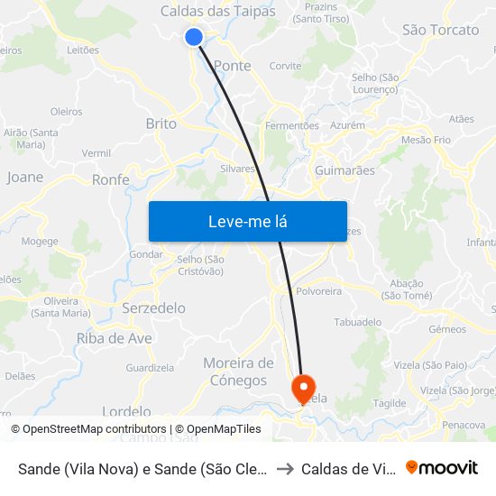 Sande (Vila Nova) e Sande (São Clemente) to Caldas de Vizela map