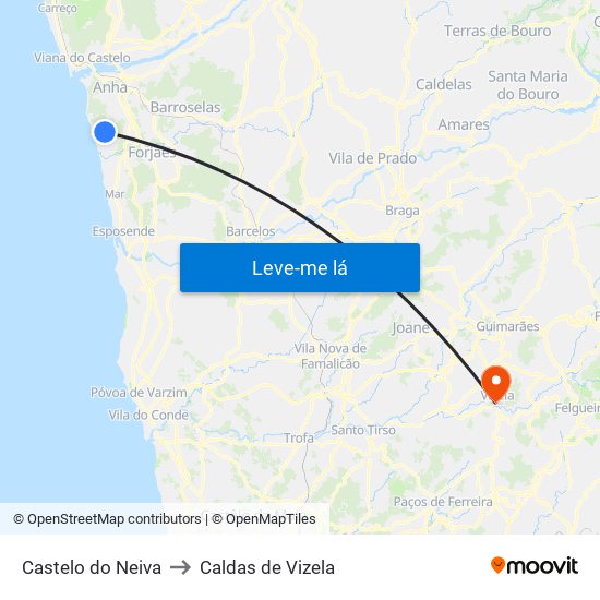 Castelo do Neiva to Caldas de Vizela map