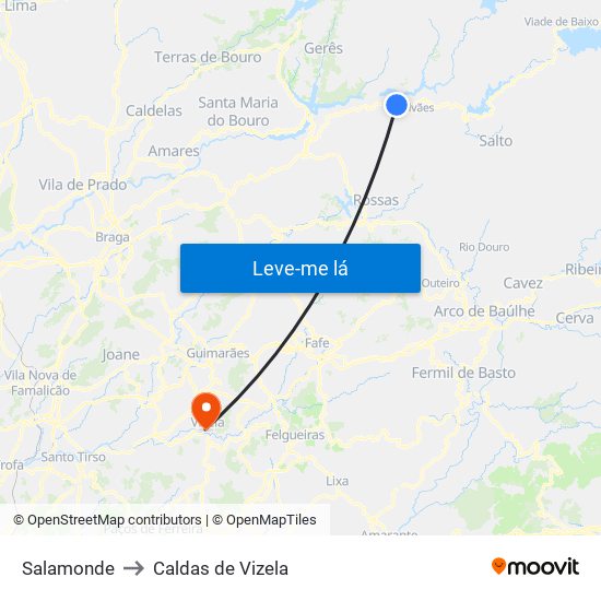 Salamonde to Caldas de Vizela map
