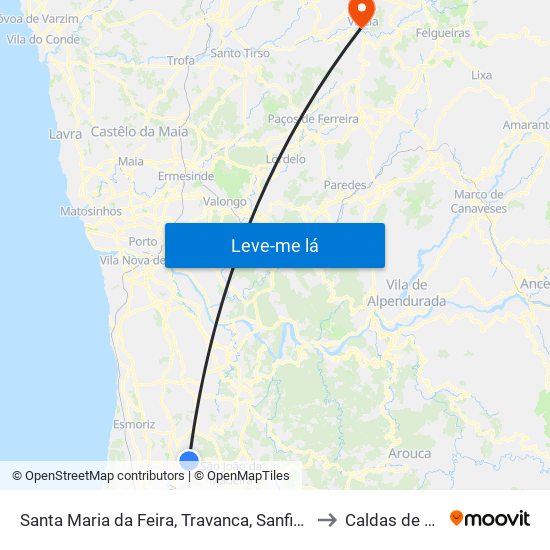 Santa Maria da Feira, Travanca, Sanfins e Espargo to Caldas de Vizela map