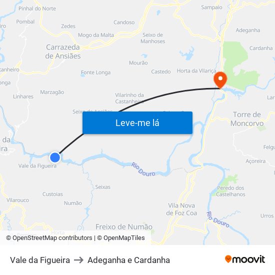 Vale da Figueira to Adeganha e Cardanha map