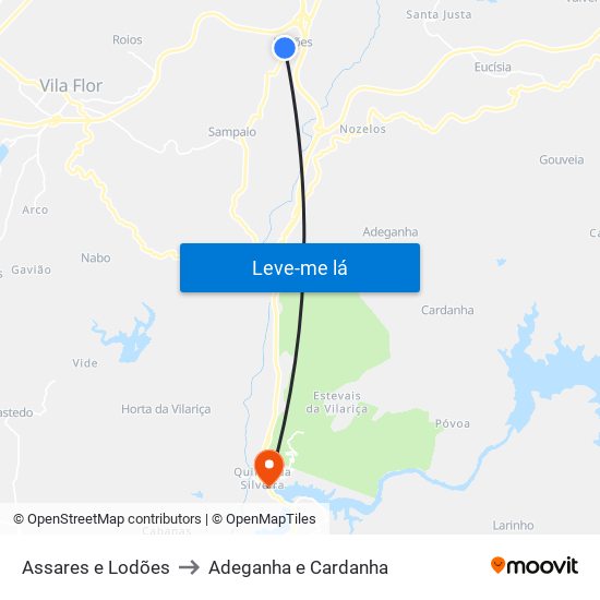 Assares e Lodões to Adeganha e Cardanha map