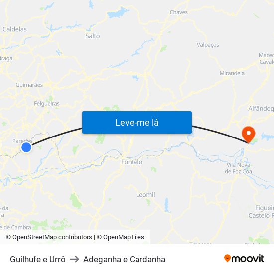 Guilhufe e Urrô to Adeganha e Cardanha map