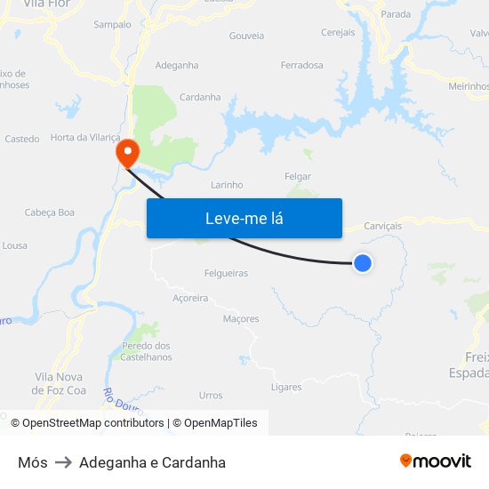 Mós to Adeganha e Cardanha map