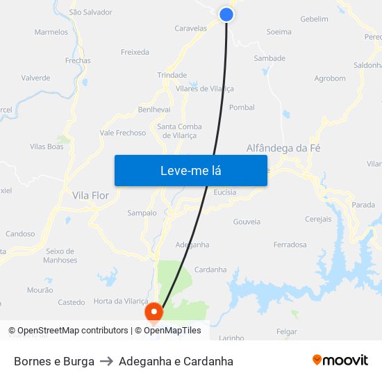 Bornes e Burga to Adeganha e Cardanha map