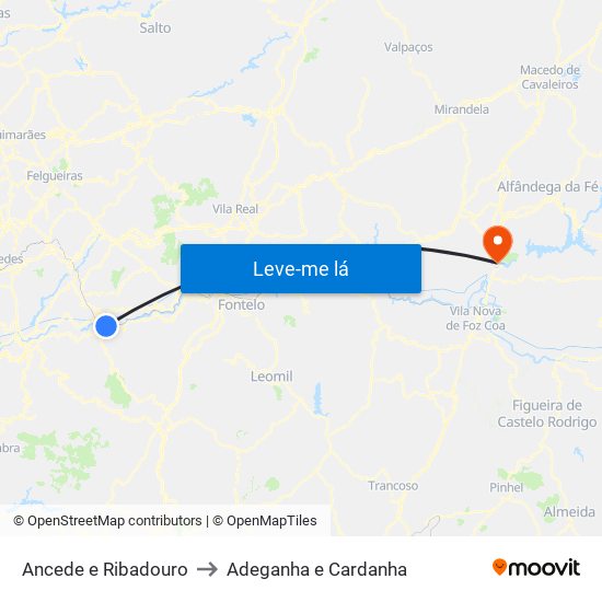 Ancede e Ribadouro to Adeganha e Cardanha map