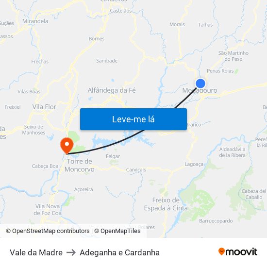 Vale da Madre to Adeganha e Cardanha map