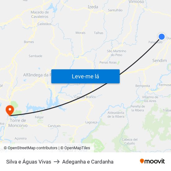 Silva e Águas Vivas to Adeganha e Cardanha map