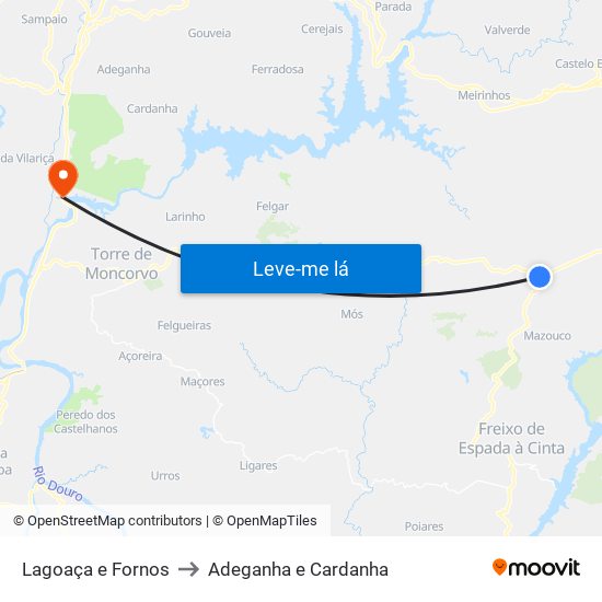 Lagoaça e Fornos to Adeganha e Cardanha map