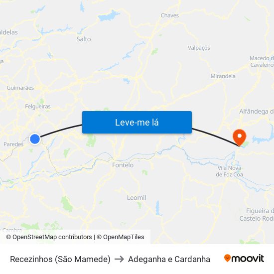 Recezinhos (São Mamede) to Adeganha e Cardanha map