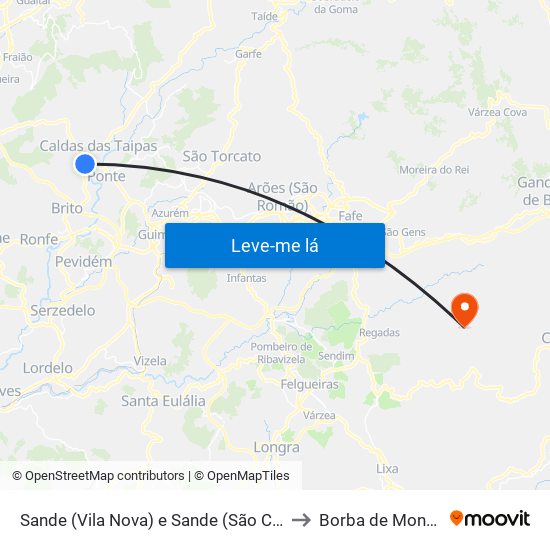 Sande (Vila Nova) e Sande (São Clemente) to Borba de Montanha map